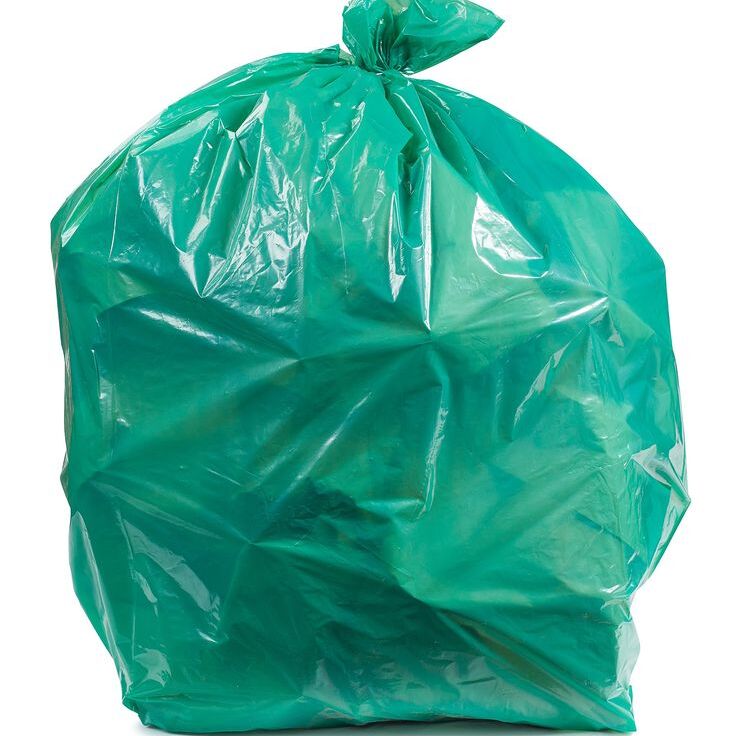 Green garbage bag