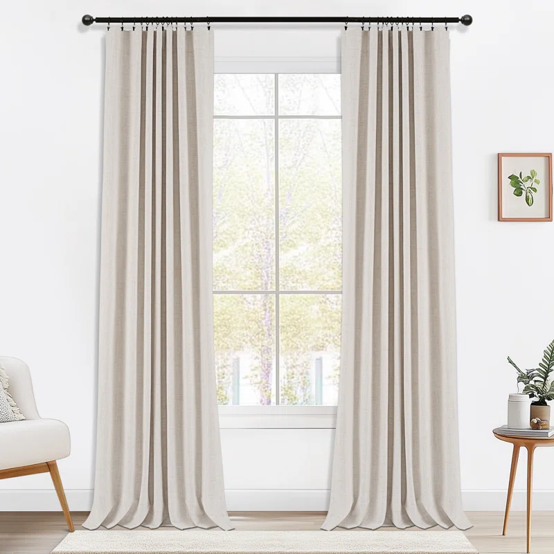 Birglinde Faux Linen Textured Thermal 100 25 Blackout Curtains for Bedroom Living Room Rod Pocket 2FRing Clips