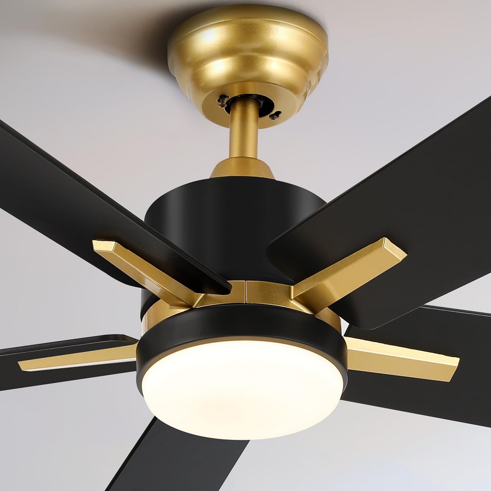 black ceiling fan with light