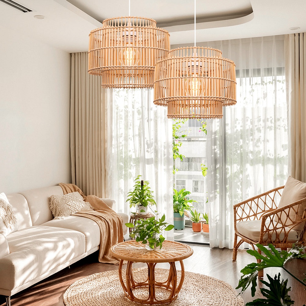 rattan ceiling light