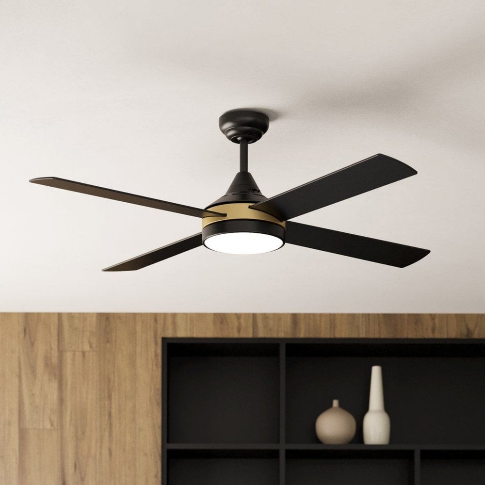 black ceiling fan with light